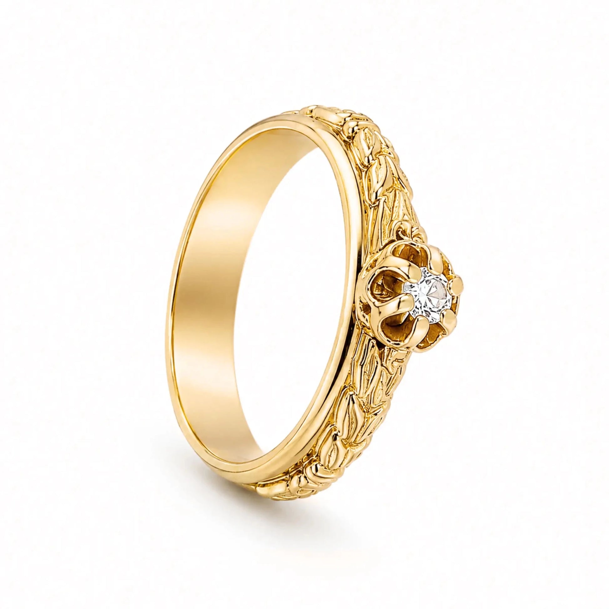 Anel em Ouro 19kl com Moissanite (T12) - Loja do Ouro