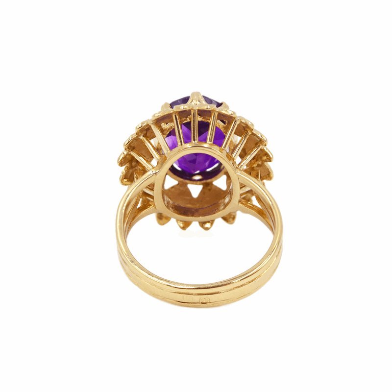 Anel em Ouro 19kl com Pedra Roxa - Loja do Ouro