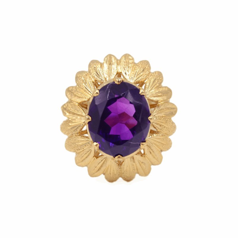 Anel em Ouro 19kl com Pedra Roxa - Loja do Ouro