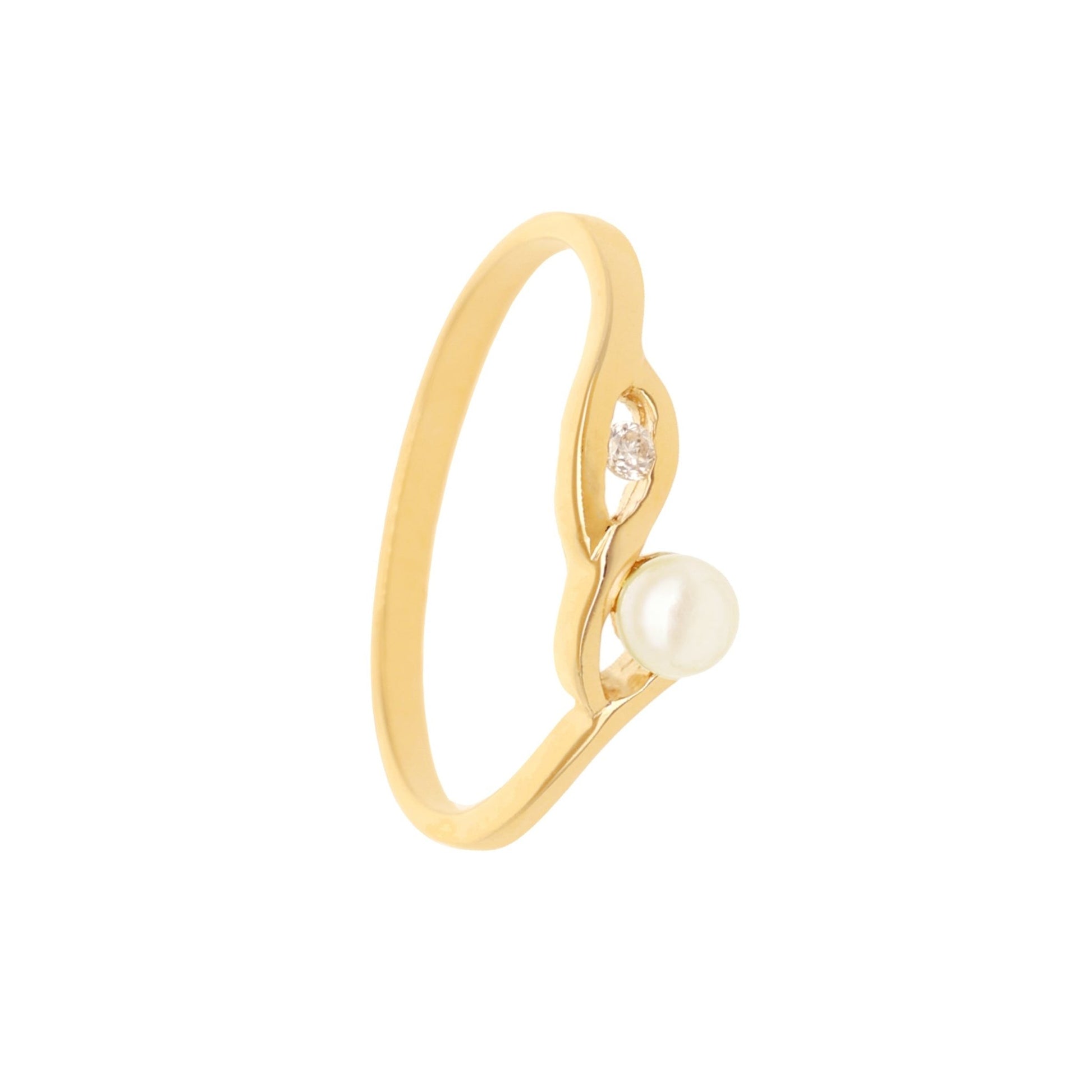 Anel em Ouro 19kl Com Pérola e Diamante (T16) - Loja do Ouro