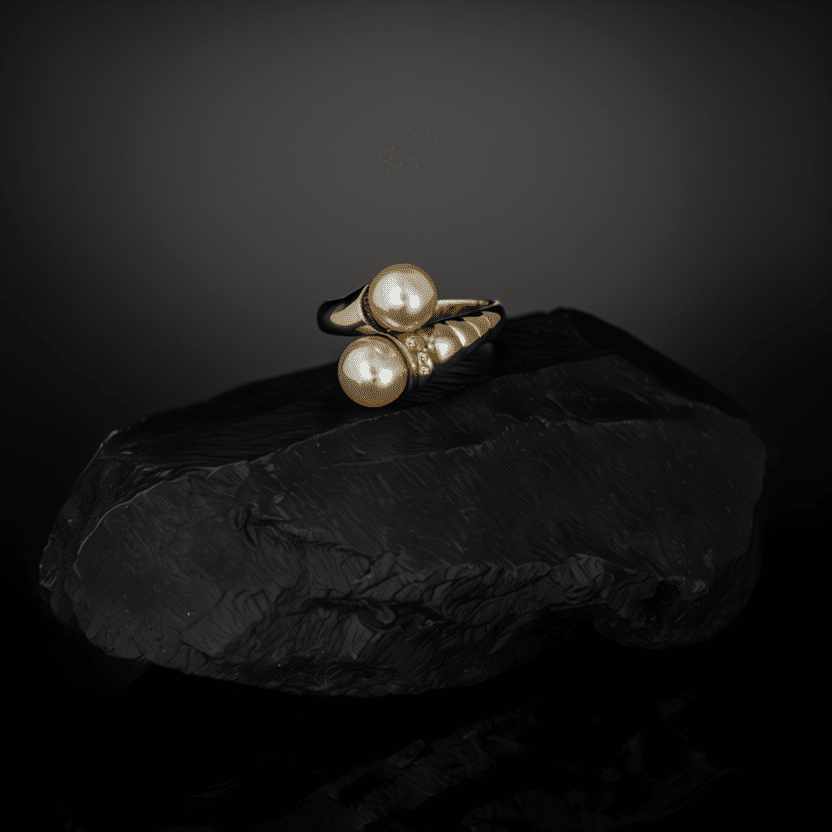 Anel em Ouro 19kl com Pérolas e Diamantes (T17) - Loja do Ouro