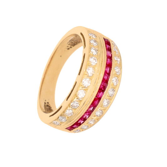 Anel em Ouro 19kl com Rubis e Diamantes (T12) - Loja do Ouro