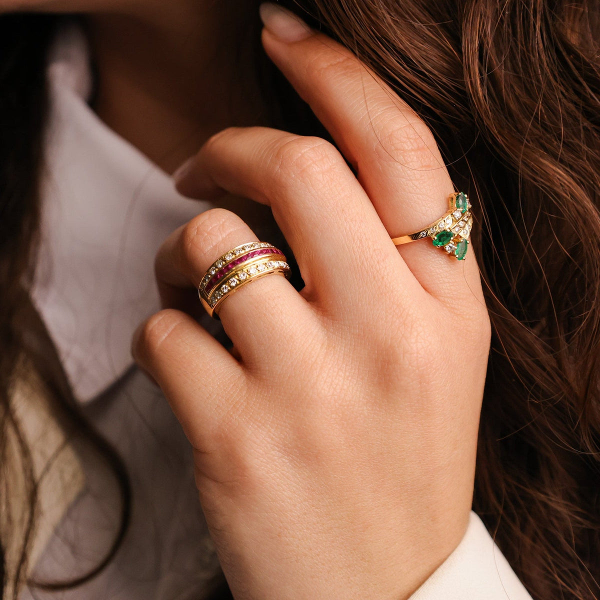Anillo de oro de 19 kl con rubíes y diamantes (T12) - Gold Store Premium