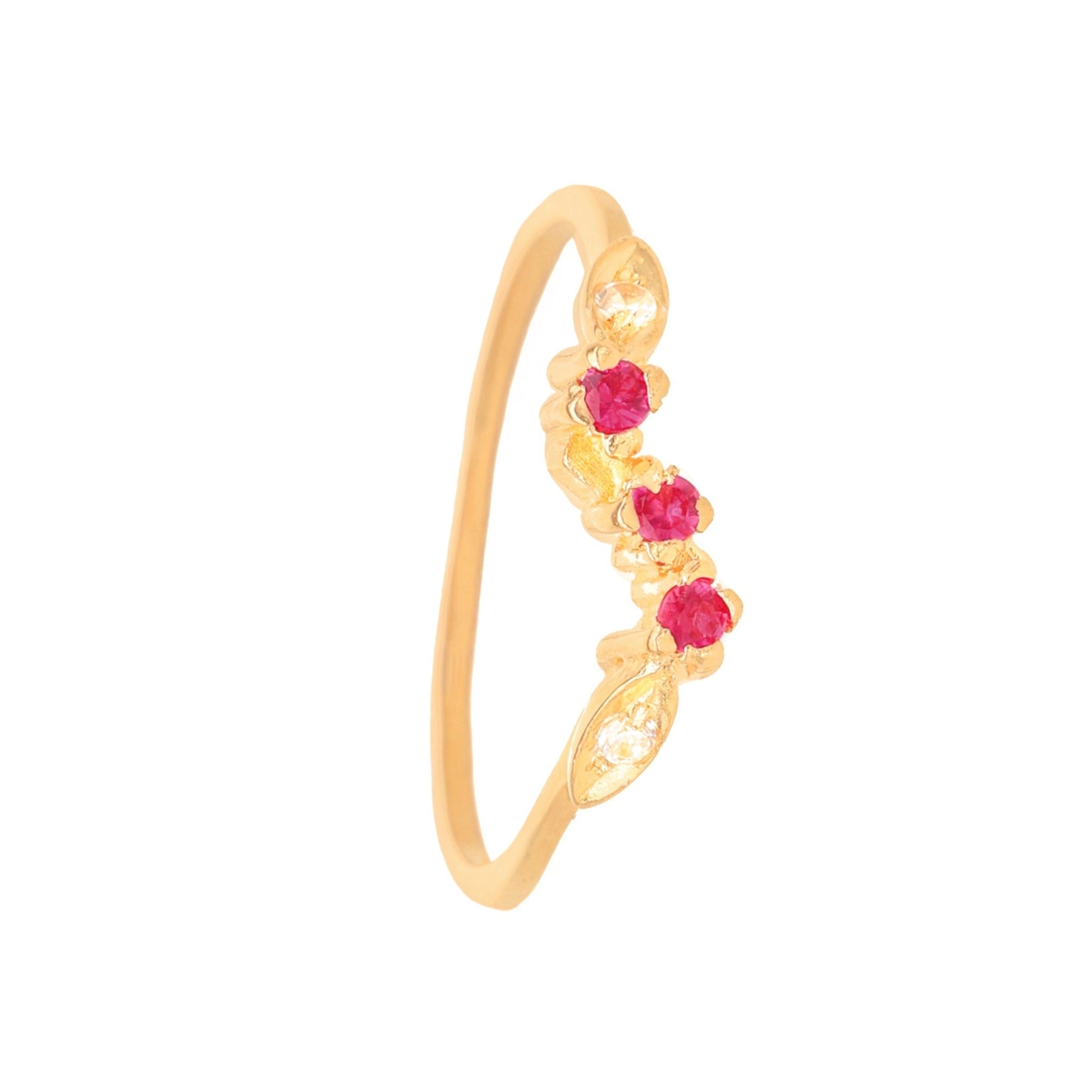 Anel em Ouro 19kl com Rubis e Zircónias (T12) - Loja do Ouro