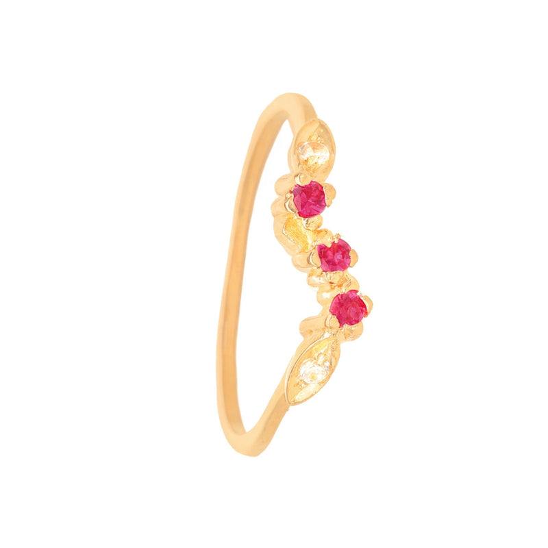 Anel em Ouro 19kl com Rubis e Zircónias (T12) - Loja do Ouro