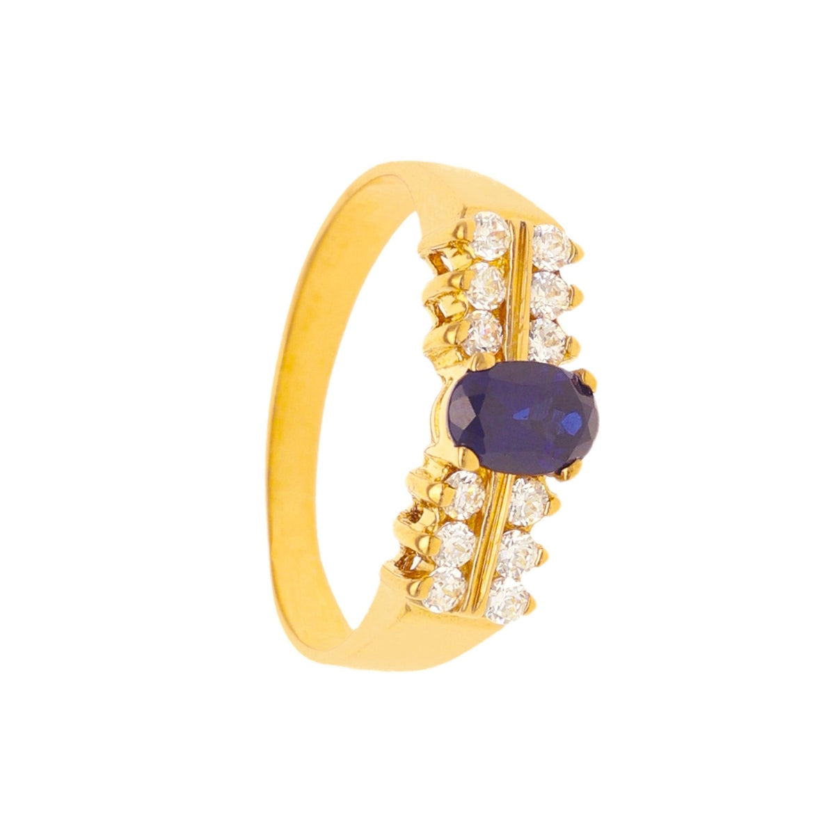 Anillo de oro de 19 kl con zafiro y circonia (T14) - Gold Store Premium