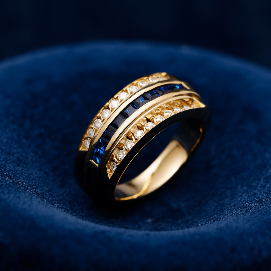Anillo de oro de 19 kl con zafiros y diamantes (T17) - Gold Store Premium