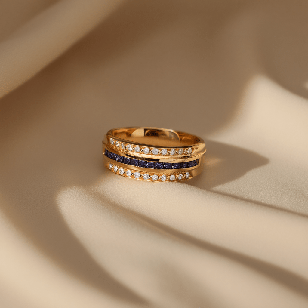 Anillo de oro de 19 kl con zafiros y diamantes (T17) - Gold Store Premium