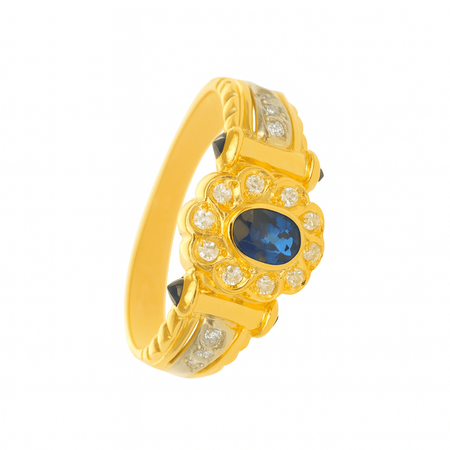 Anillo de oro de 19 kl con zafiros y diamantes (T28) - Gold Store Premium