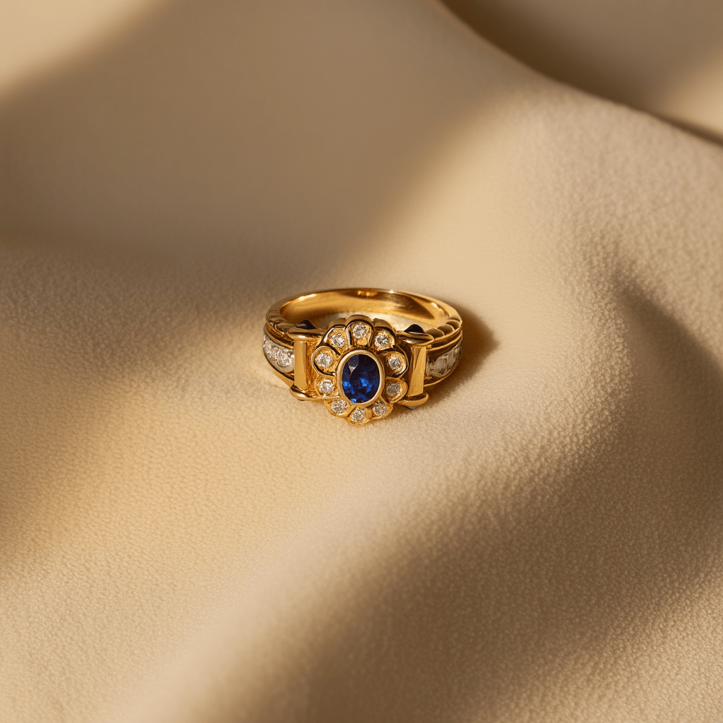 Anillo de oro de 19 kl con zafiros y diamantes (T28) - Gold Store Premium