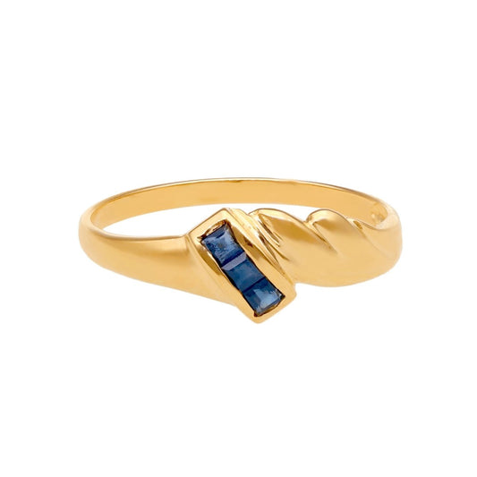 Anel em Ouro 19kl com Safiras (T16) - Loja do Ouro