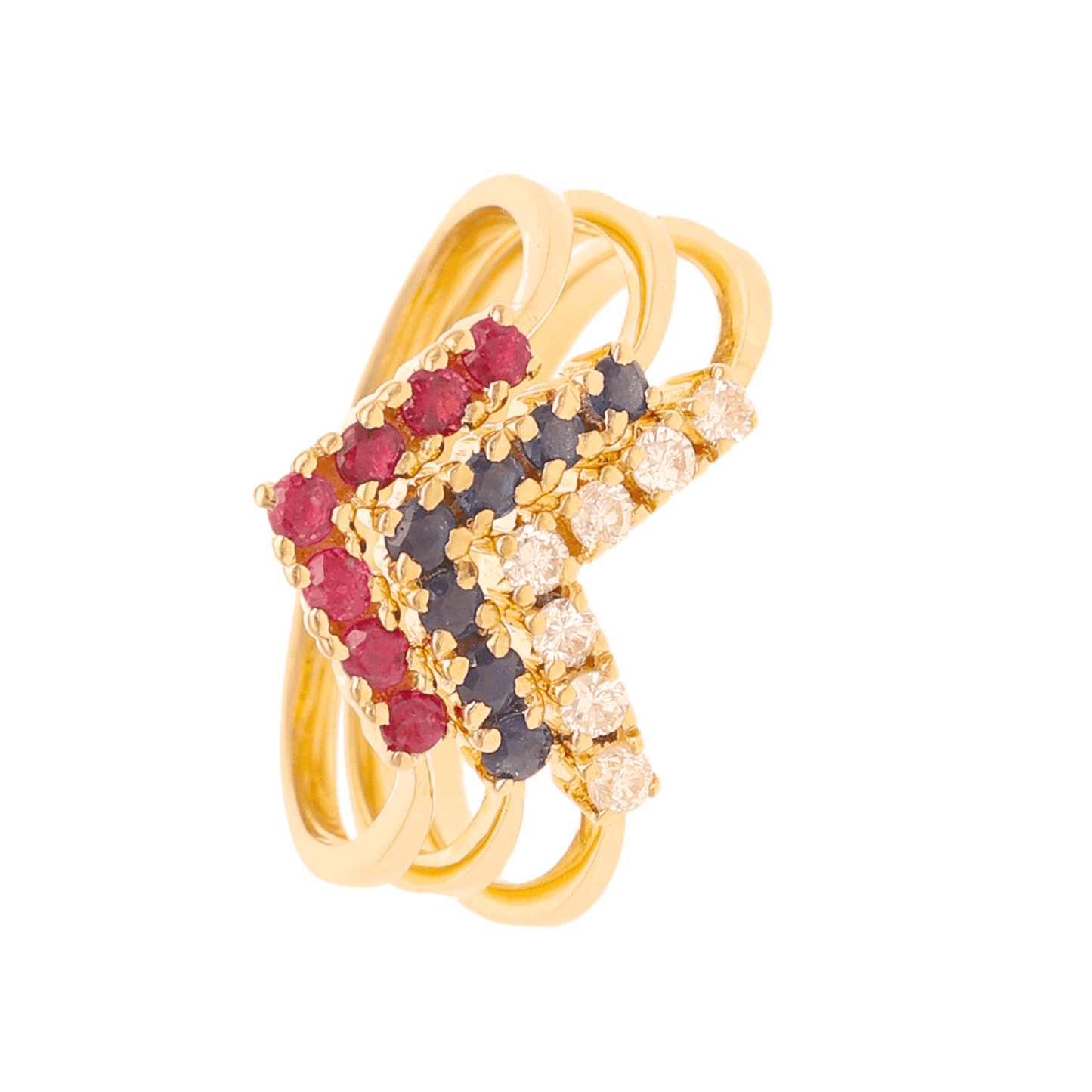 Anel em Ouro 19kl com Tiara de Diamantes (T15) - Loja do Ouro