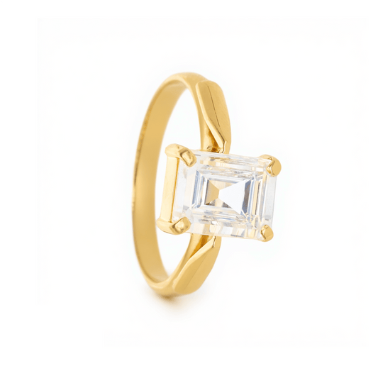 Anel em Ouro 19kl com Zircão ao Centro (T23) - Loja do Ouro