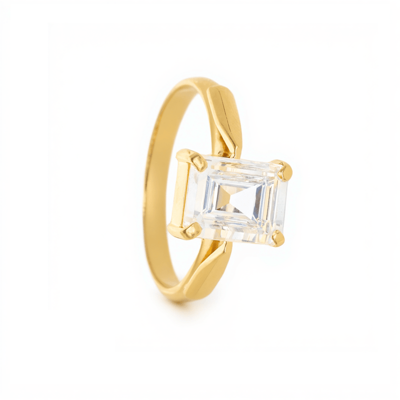 Anel em Ouro 19kl com Zircão ao Centro (T23) - Loja do Ouro