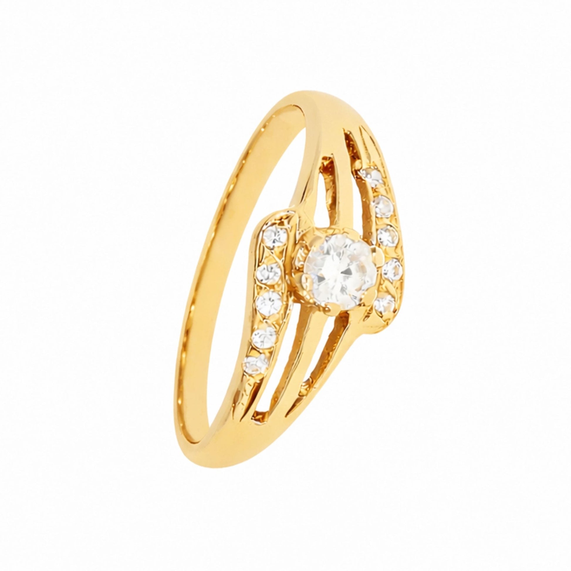 Anel em Ouro 19kl com Zircónias (T12) - Loja do Ouro