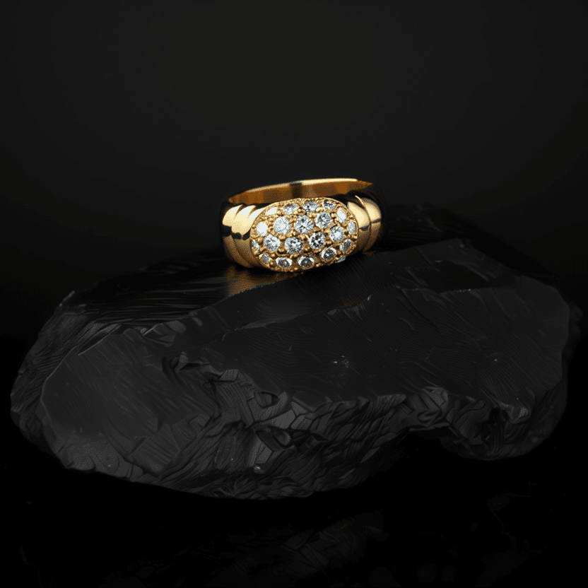 Anel em Ouro 19kl cravejado de Zircónias (T13) - Loja do Ouro