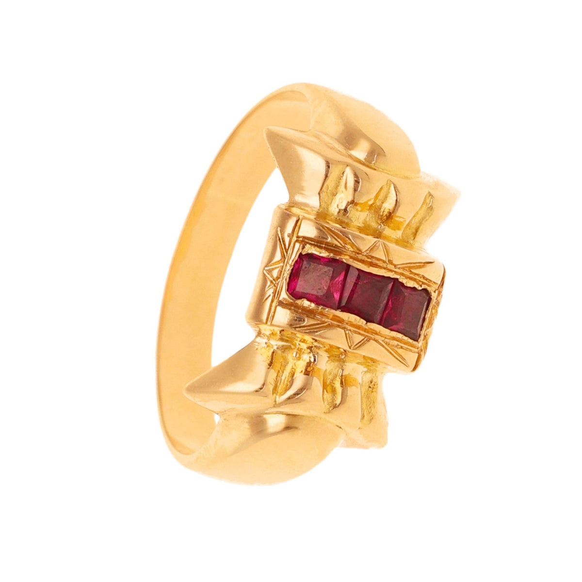 Anillo de oro de 19 kl con forma de lazo rubí (T17) - Gold Store Premium
