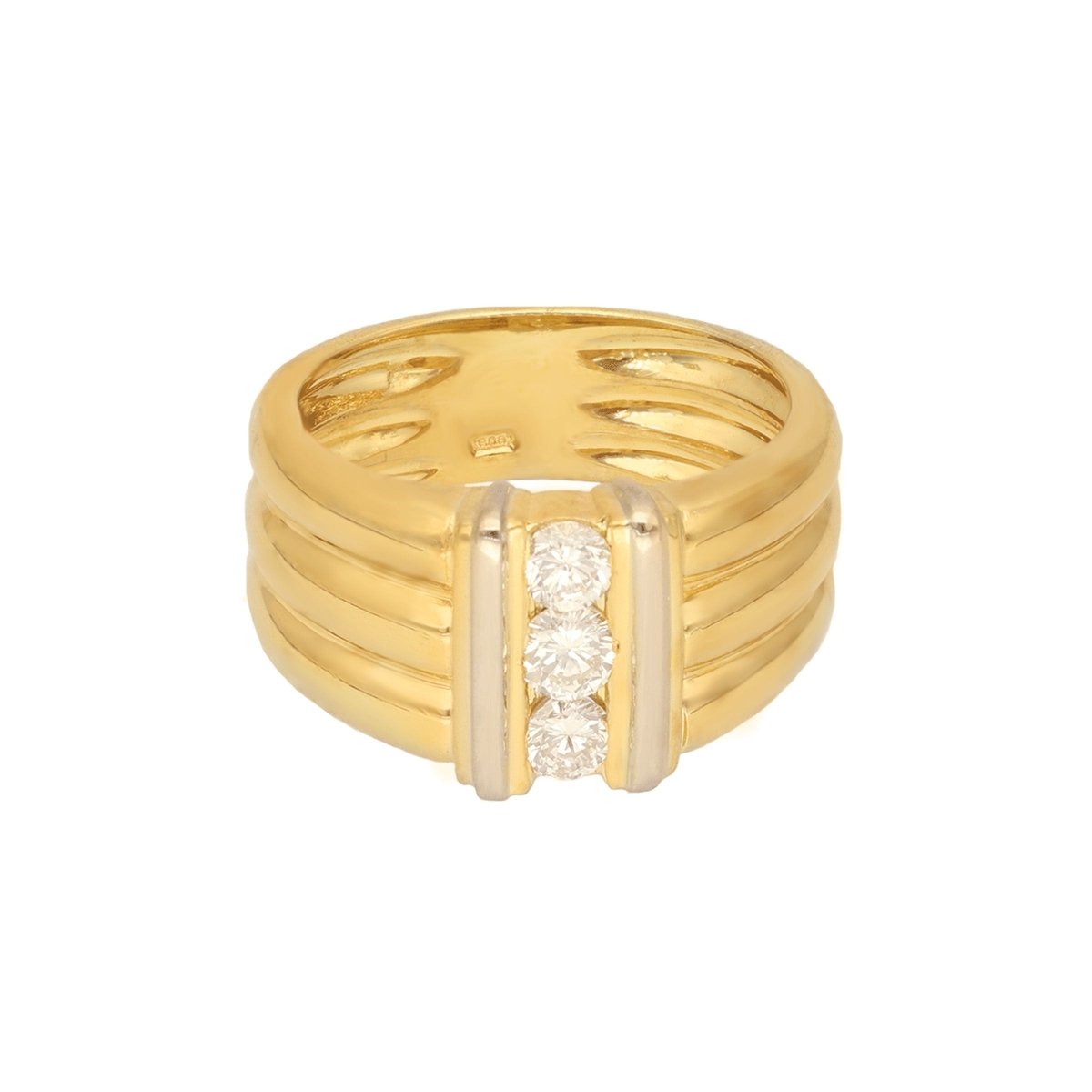 Anel em Ouro Amarelo 19kl e Ouro Branco 19kl com Diamantes (T15) - Loja do Ouro