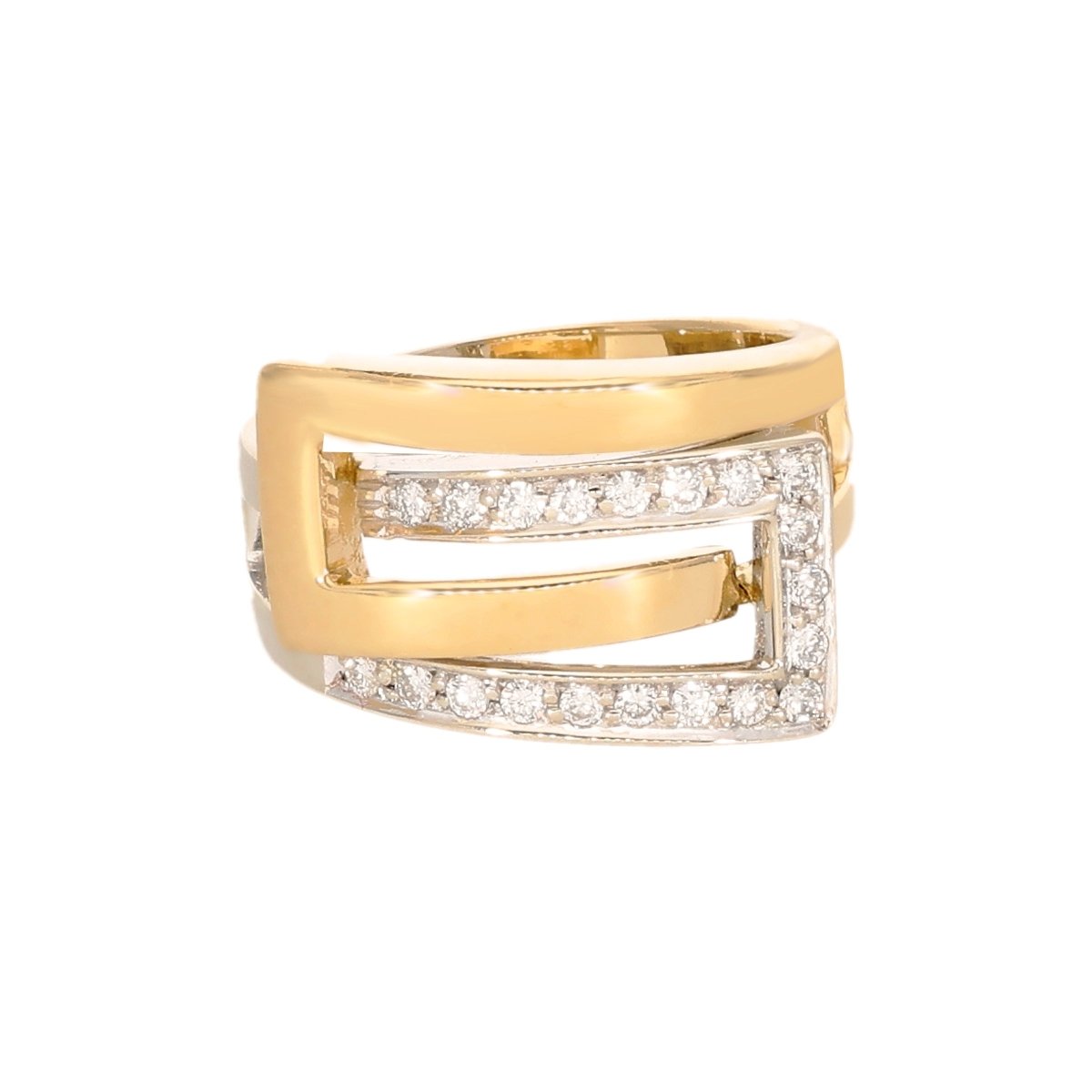 Anillo en oro blanco de 19kl y oro amarillo de 19kl con diamantes - Gold Shop