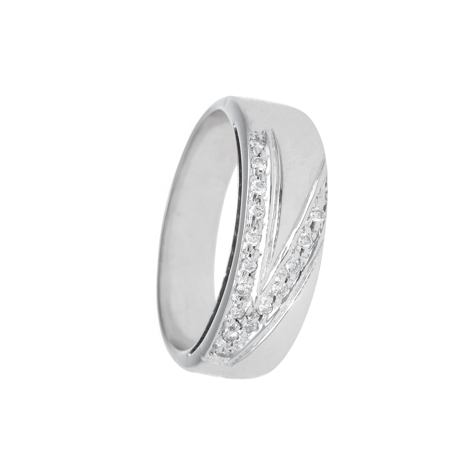 Anel em Ouro Branco com Zircónias Brilhantes (T16) - Loja do Ouro