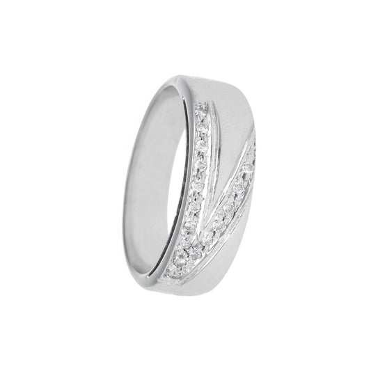 Anel em Ouro Branco com Zircónias Brilhantes (T16) - Loja do Ouro