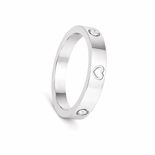 Anel em Prata com Corações e Zircónias - Loja do Ouro