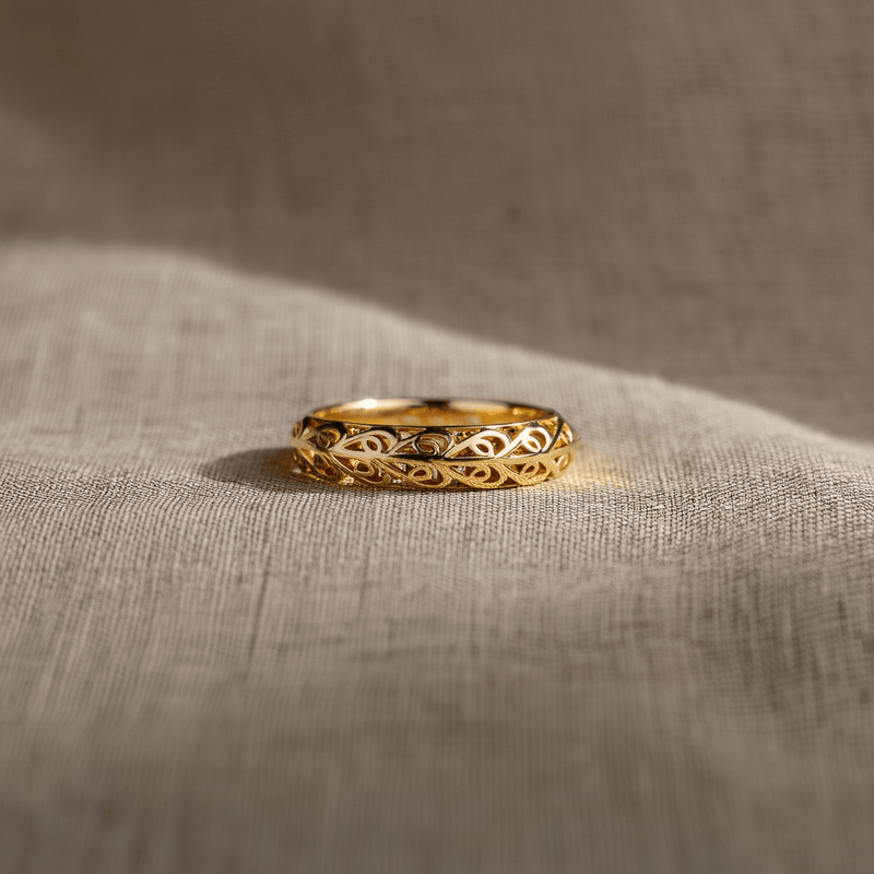 Anel Filigrana em Prata Dourada - Loja do Ouro