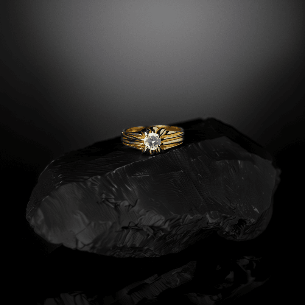 Anel Homem em Ouro 19kl com Diamante (T24) - Loja do Ouro