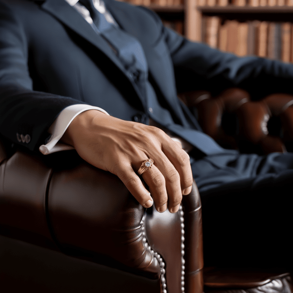 Anel Homem em Ouro 19kl com Diamante (T24) - Loja do Ouro