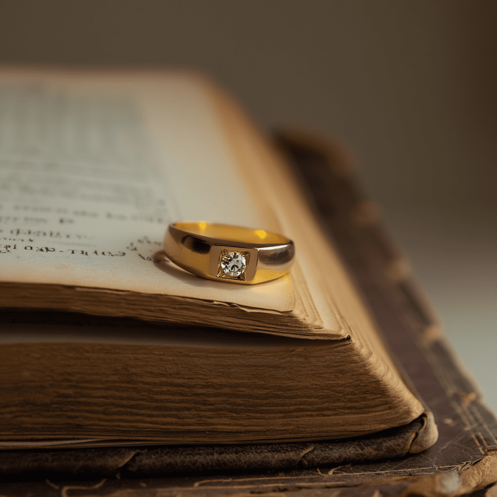 Anillo masculino en oro 19kl con diamante (T27) - Gold Shop