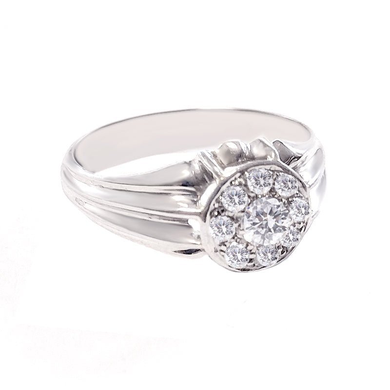 Anillo masculino en oro blanco con diamantes (T22) - Gold Store Premium