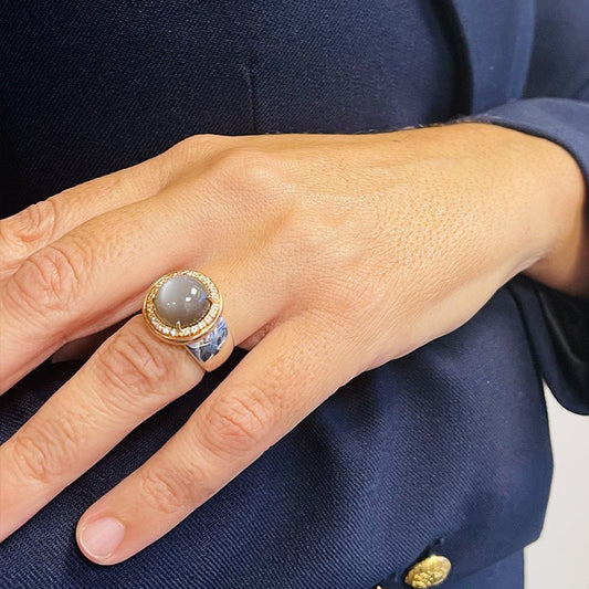 Anel Imperatriz em Ouro Branco 19kl (T14) - Loja do Ouro