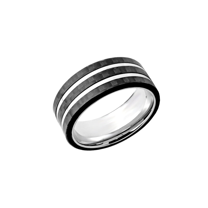 Anel Imperium em Aço e Carbono - Loja do Ouro