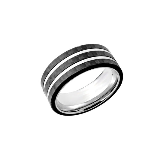 Anel Imperium em Aço e Carbono - Loja do Ouro