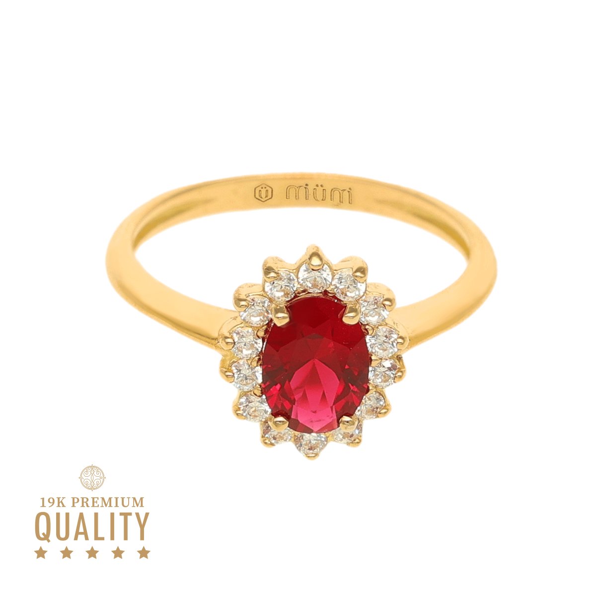 Anillo Lady Aurora en oro 19kl con piedra roja y circonia - Gold Store Premium