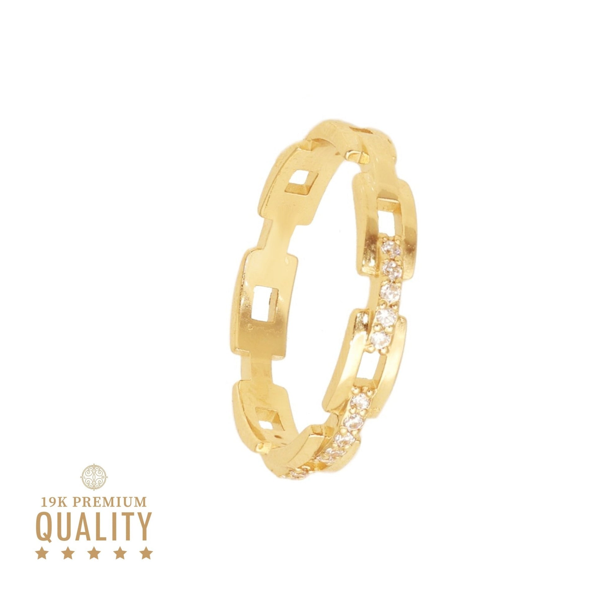 Anel Lady Margaret em Ouro 19kl com Zircónias - Loja do Ouro