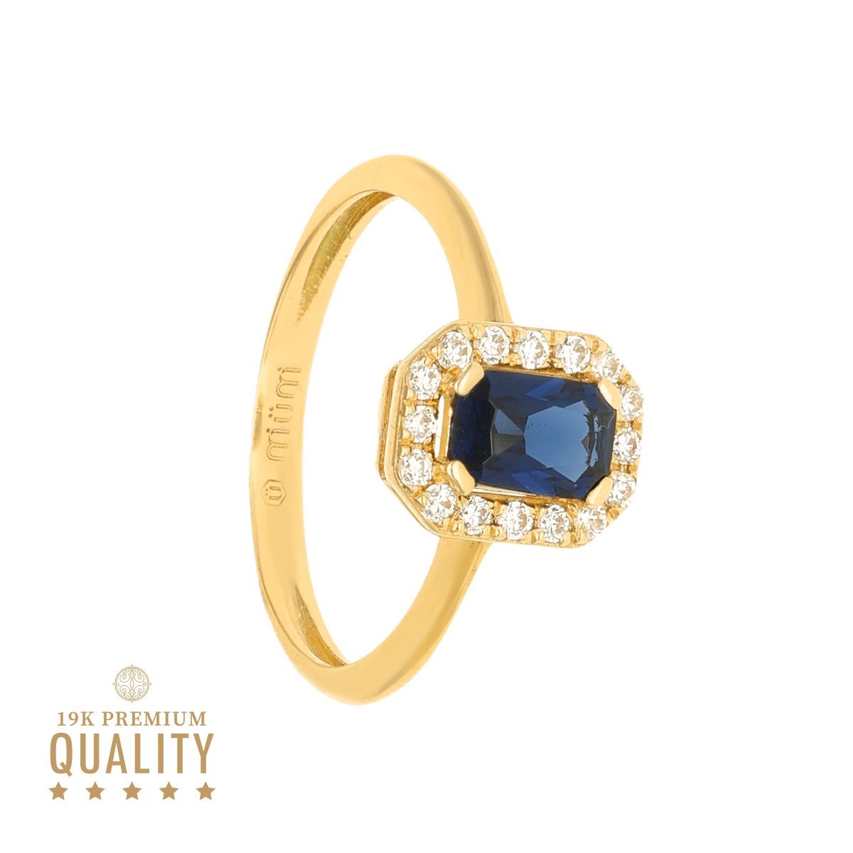 Mª Anillo Leonor en oro de 19kl con piedra azul y circonia - Gold Store Premium