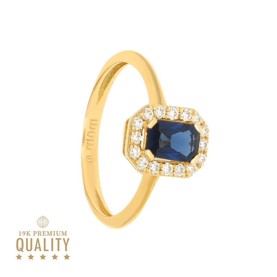 Mª Anillo Leonor en oro de 19kl con piedra azul y circonia - Gold Store Premium