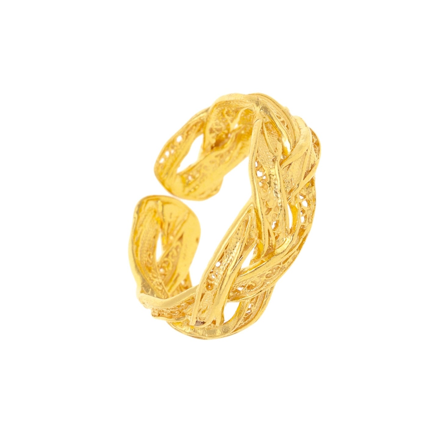 Anel Mar de Saudade em Prata Dourada - Loja do Ouro