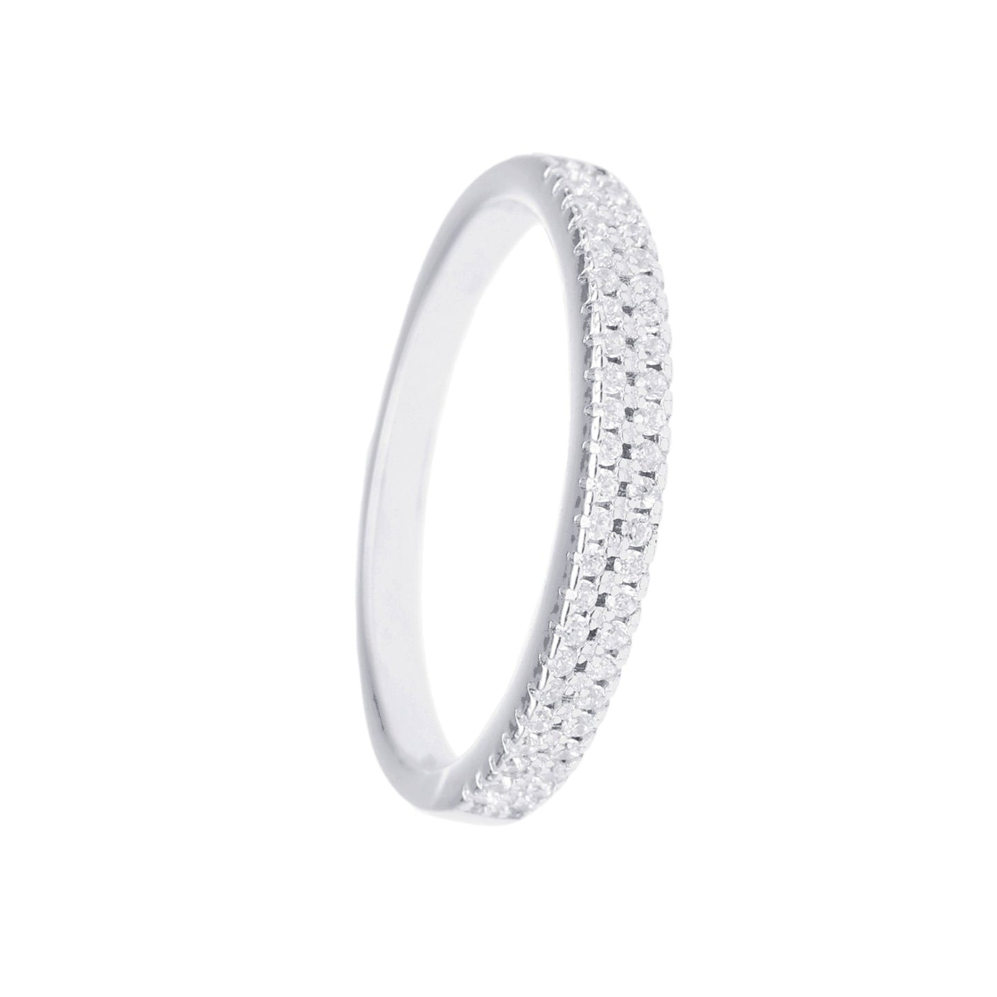 Anel Meia Memória em Prata e Dupla Fiada de Zircónias - Loja do Ouro