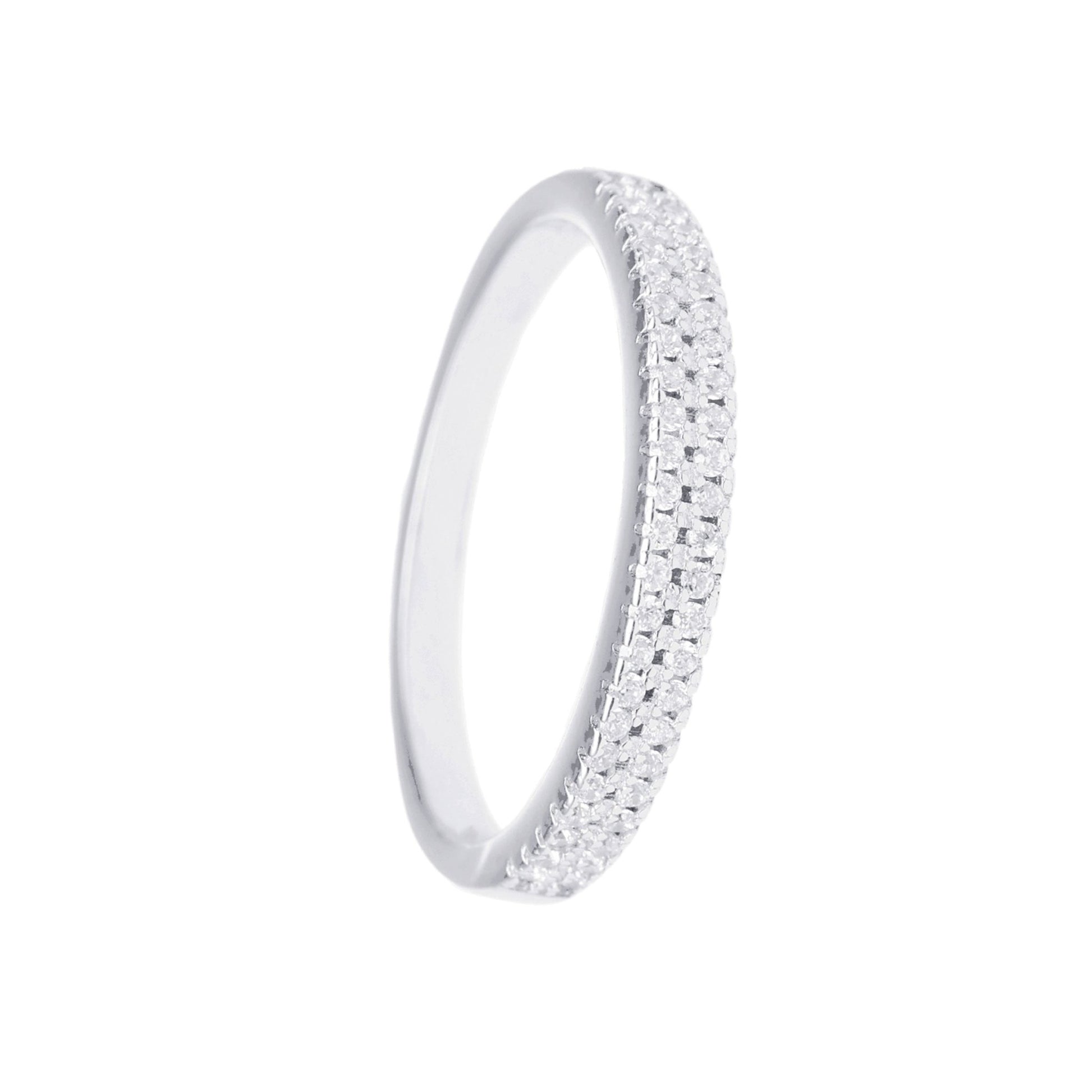 Anel Meia Memória em Prata e Dupla Fiada de Zircónias - Loja do Ouro