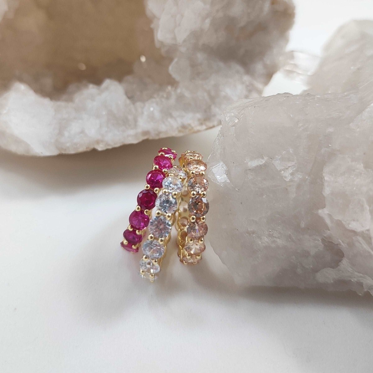 Anel Memória em Prata Dourada com Zircões Champagne - Loja do Ouro