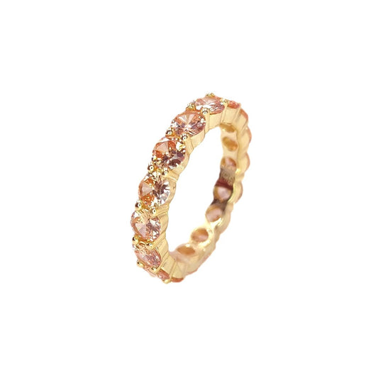 Anel Memória em Prata Dourada com Zircões Champagne - Loja do Ouro