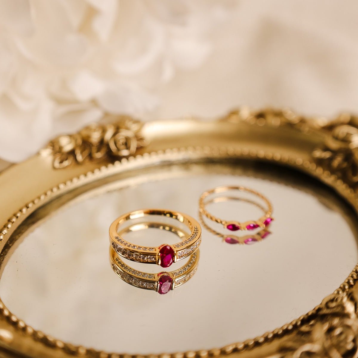 Anel Memória em Prata Dourada com Zircónia Rosa - Loja do Ouro