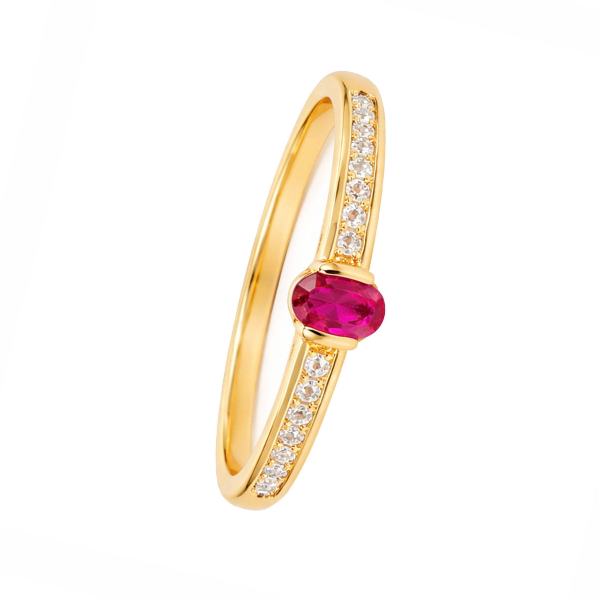 Anel Memória em Prata Dourada com Zircónia Rosa - Loja do Ouro