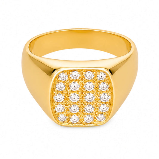 Anel Mesa em Ouro 19kl com Diamantes (T22) - Loja do Ouro