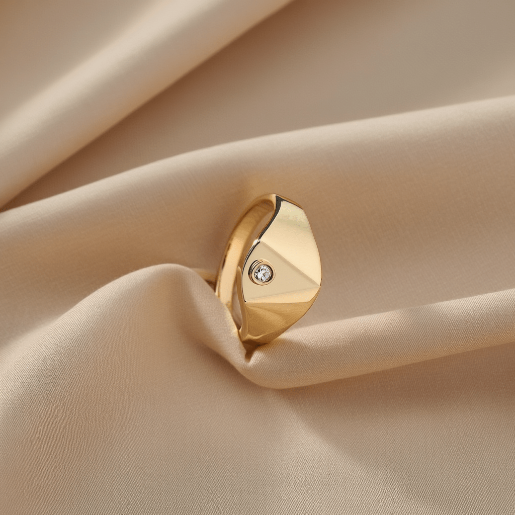 Anillo de mesa en oro 19kl con circonia (T17) - Gold Store Premium