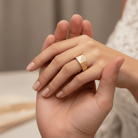 Anel Mesa em Ouro 19kl com Zircónias (T15) - Loja do Ouro