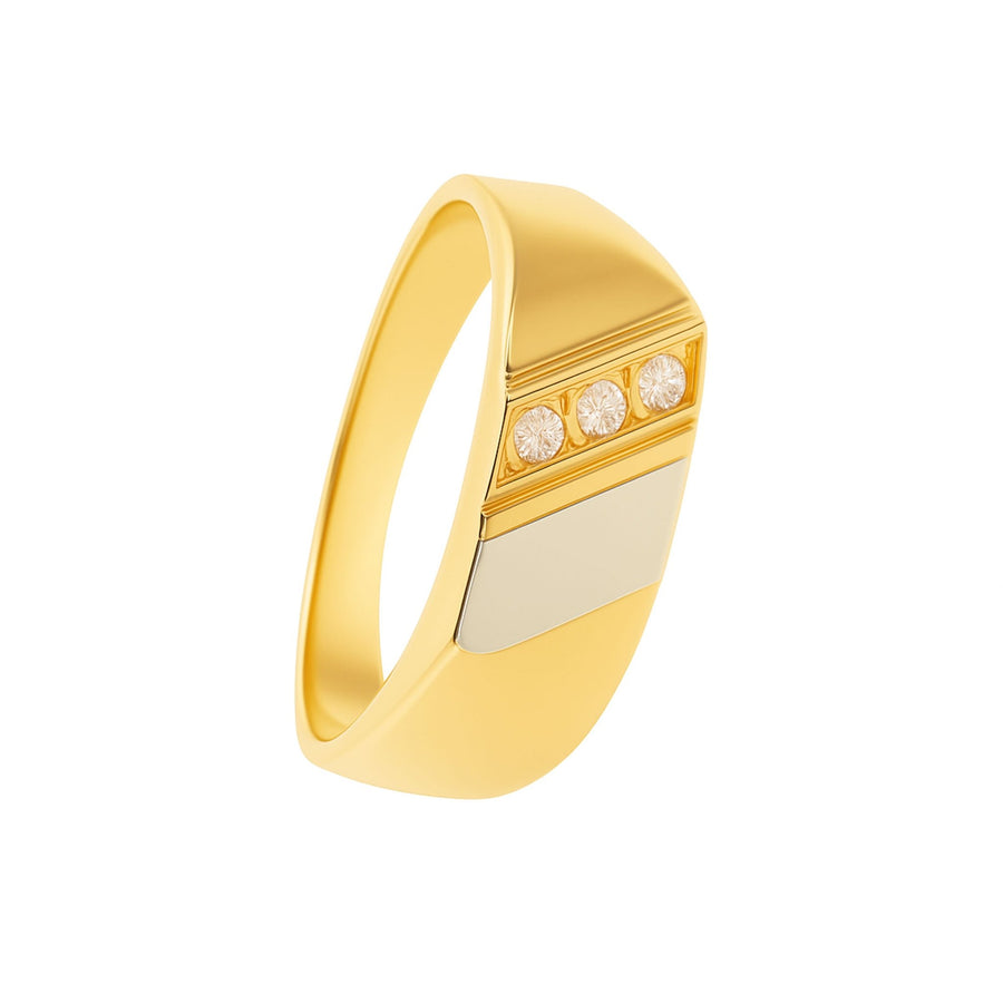 Anillo de mesa en oro bicolor 19kl con circonias (T18) - Gold Store Premium