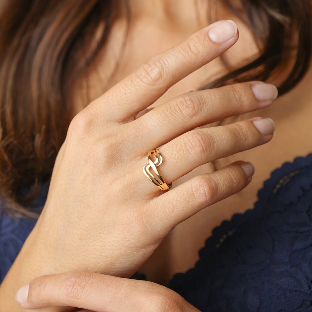 Anel Ondulado em Ouro 19kl (T15) - Loja do Ouro